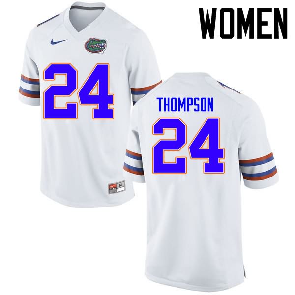 Women's NCAA Florida Gators Mark Thompson #24 Stitched Authentic Nike White College Football Jersey STM1665IP